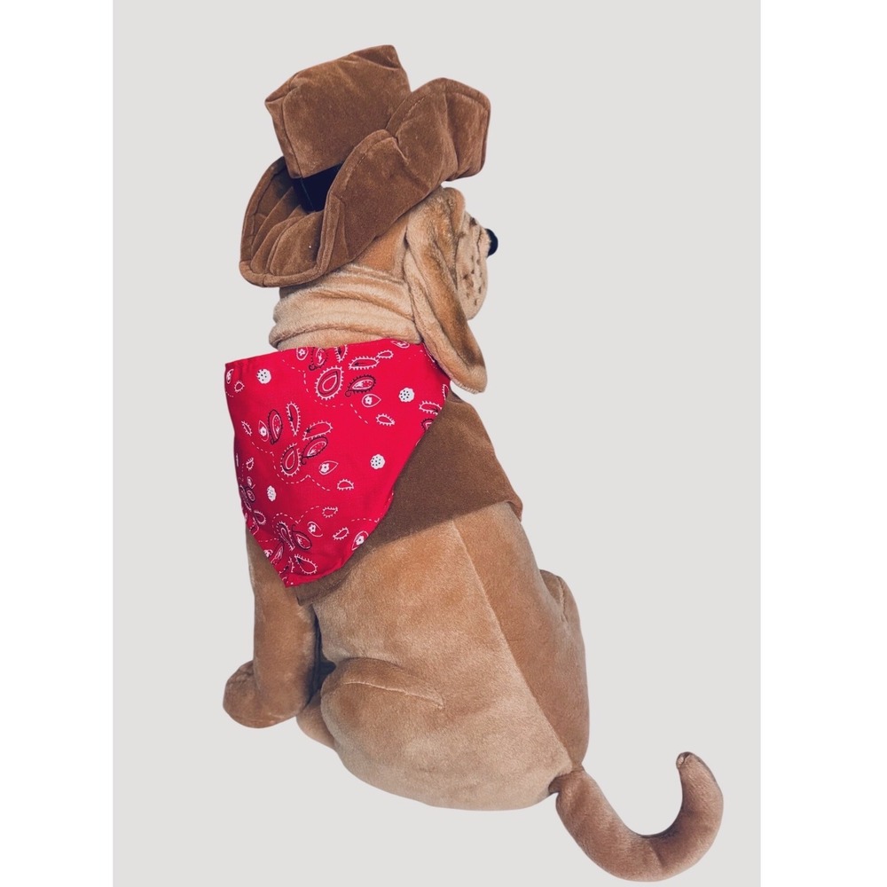Fiesta Cowboy Hound Dog Plush Western Hat Vest Red Bandana Stuffed Animal - Picture 3 of 6